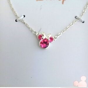 💞Disney Minnie Mouse Silver Plated Necklace with Pink Rhinestone
